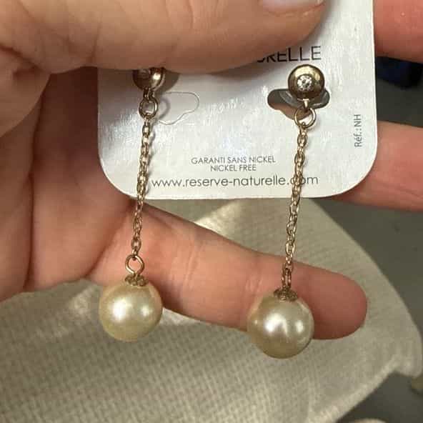 Reserve Naturelle Pearl Drop Earrings Gold Tone