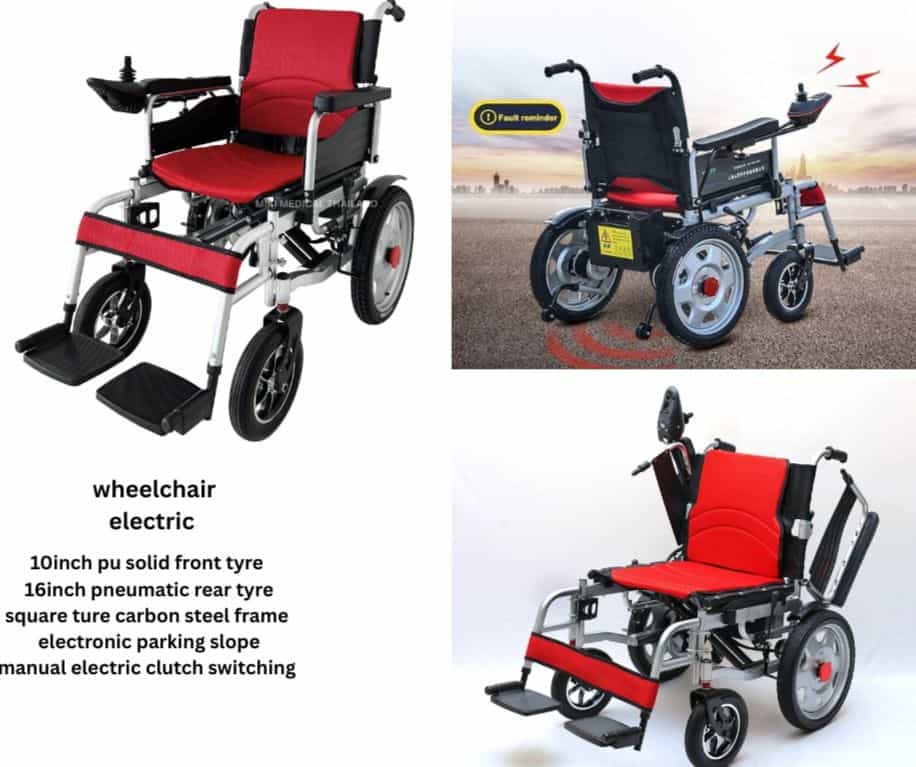 Red  Electric Wheelchair Carbon Steel Frame