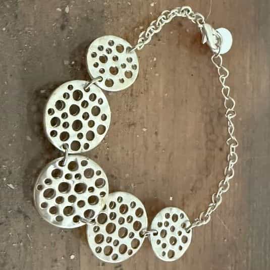 Silver Tone Circle Cutout Bracelet