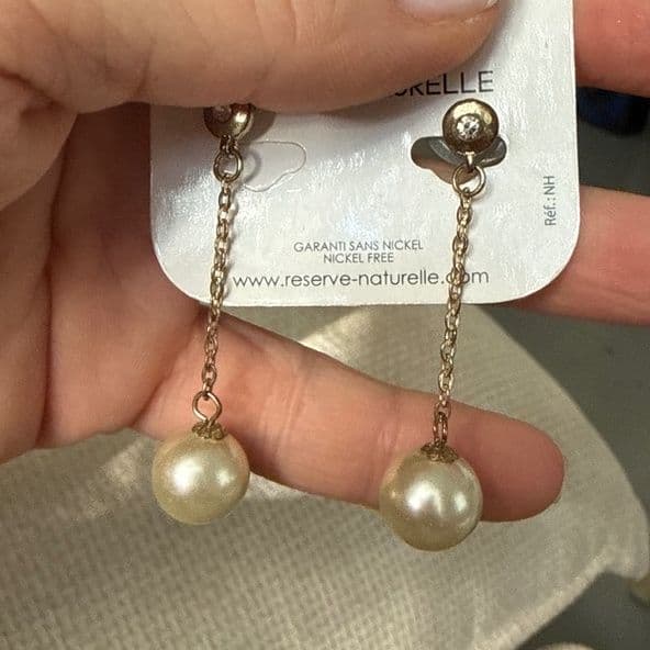Reserve Naturelle Pearl Drop Earrings Gold Tone - Image 1 of 1