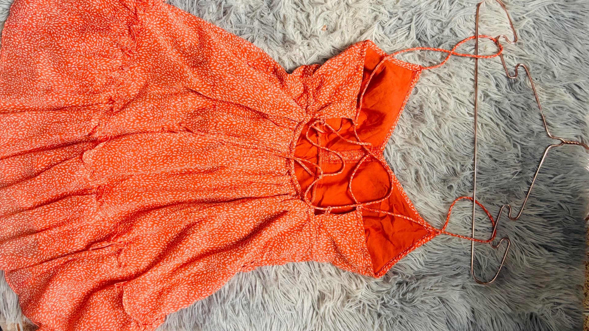 Orange Backless Lace-Up Dress thumbnail 2