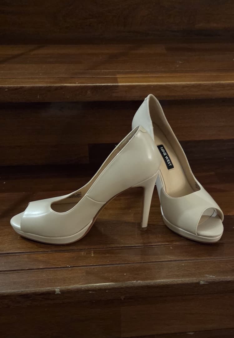 Nine West Women's Peep Toe Heels Cream thumbnail 3