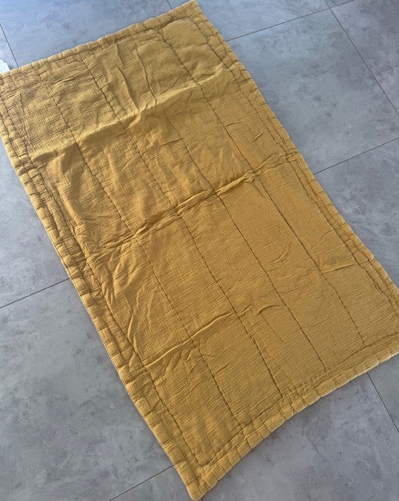 Cyrillus Quilted Cotton Gauze Baby Blanket Caramel 144x86cm - Image 1 of 5
