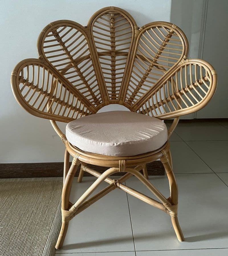 Rattan Flower Chair with Cushion - Image 1 of 4