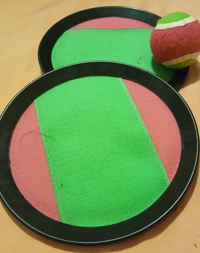 Set of 2 Green Red Pop Up Paddles with Balls - Image 1 of 1