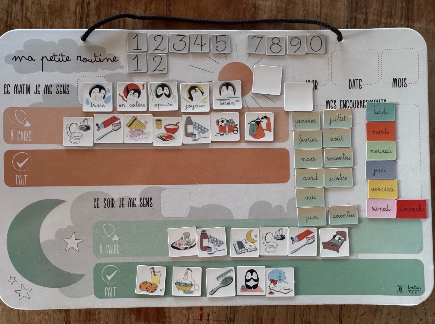 L'Atelier Gigogne Magnetic Routine Board for Kids - Image 1 of 2
