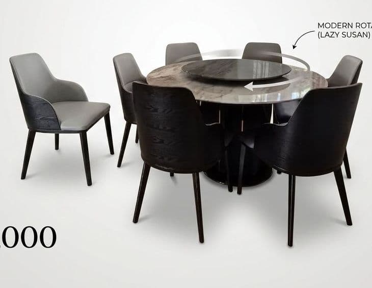 Professional Dining Table and Chairs Set with Lazy Susan - Image 1 of 1