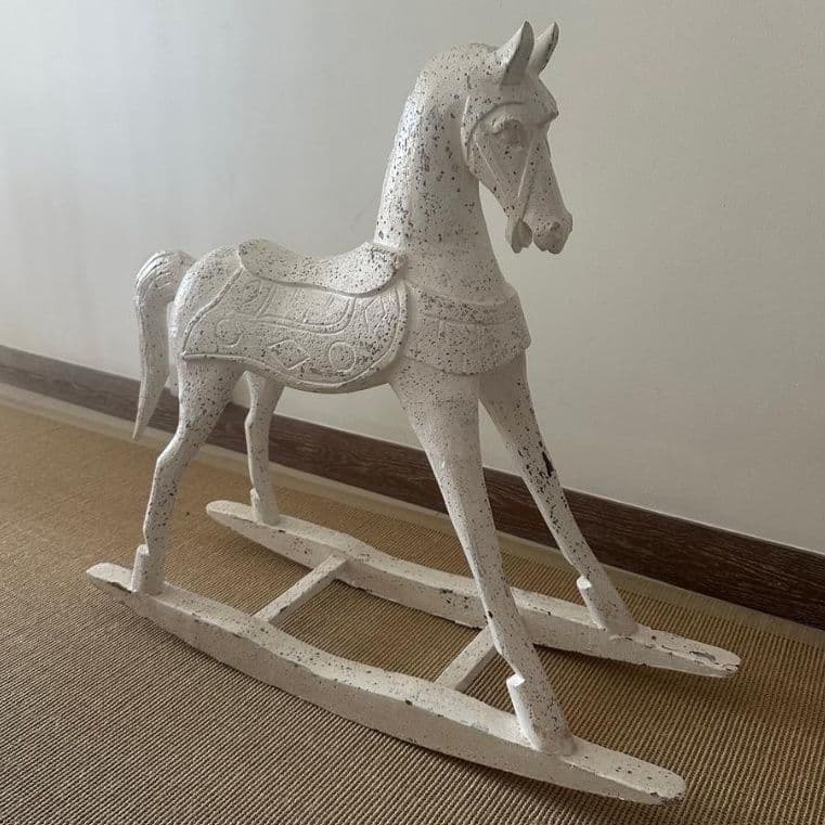 Decorative Wooden Rocking Horse White Distressed - Image 1 of 2