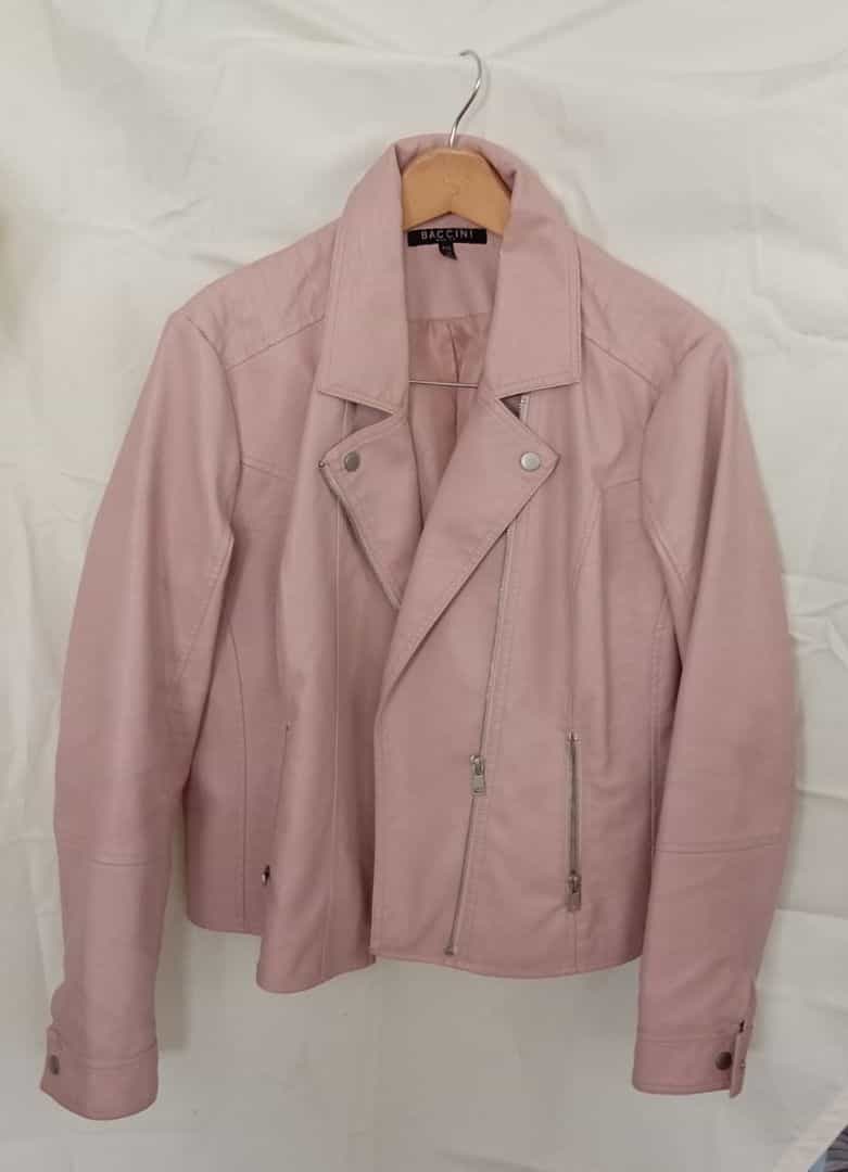Baccini Pink Faux Leather Biker Jacket