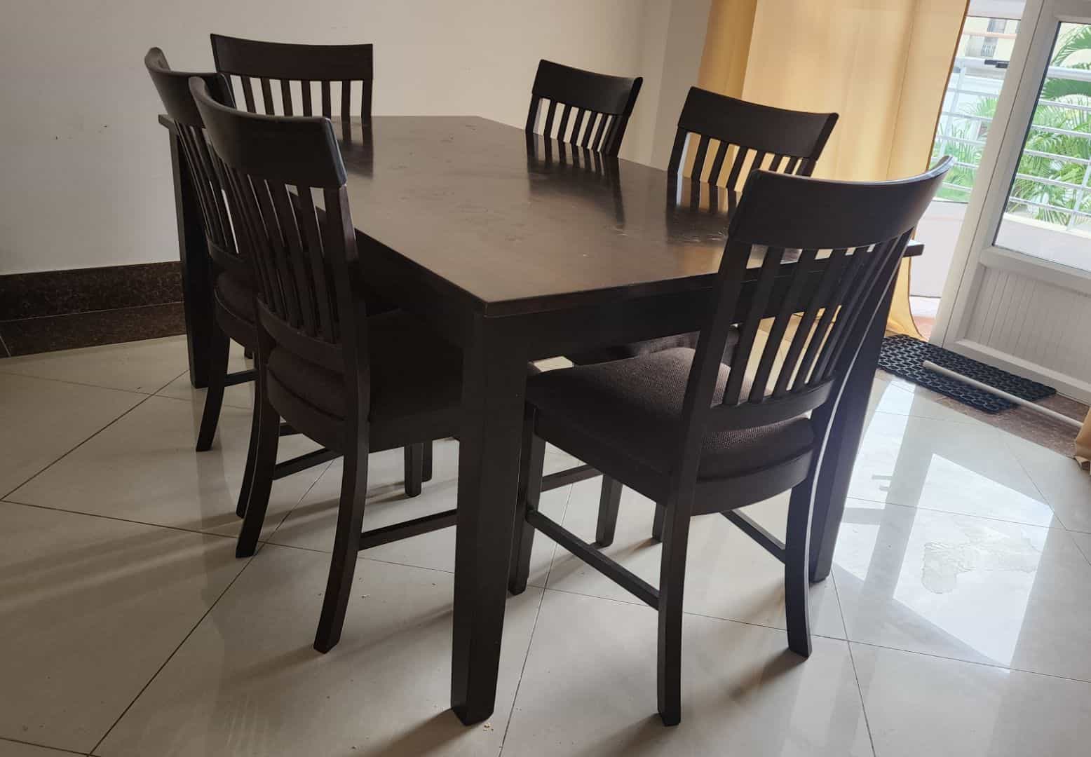 Wooden Dining Table 165x95cm with 6 Chairs