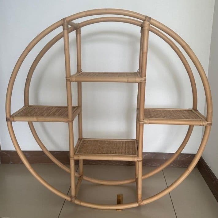 Round Rattan Wall Shelf 99cm - Image 1 of 2