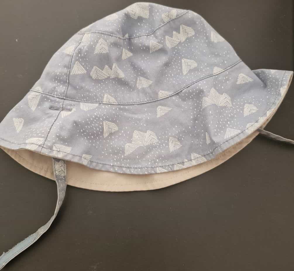 Baby Bucket Hat Grey Mountain Print Chin Straps
