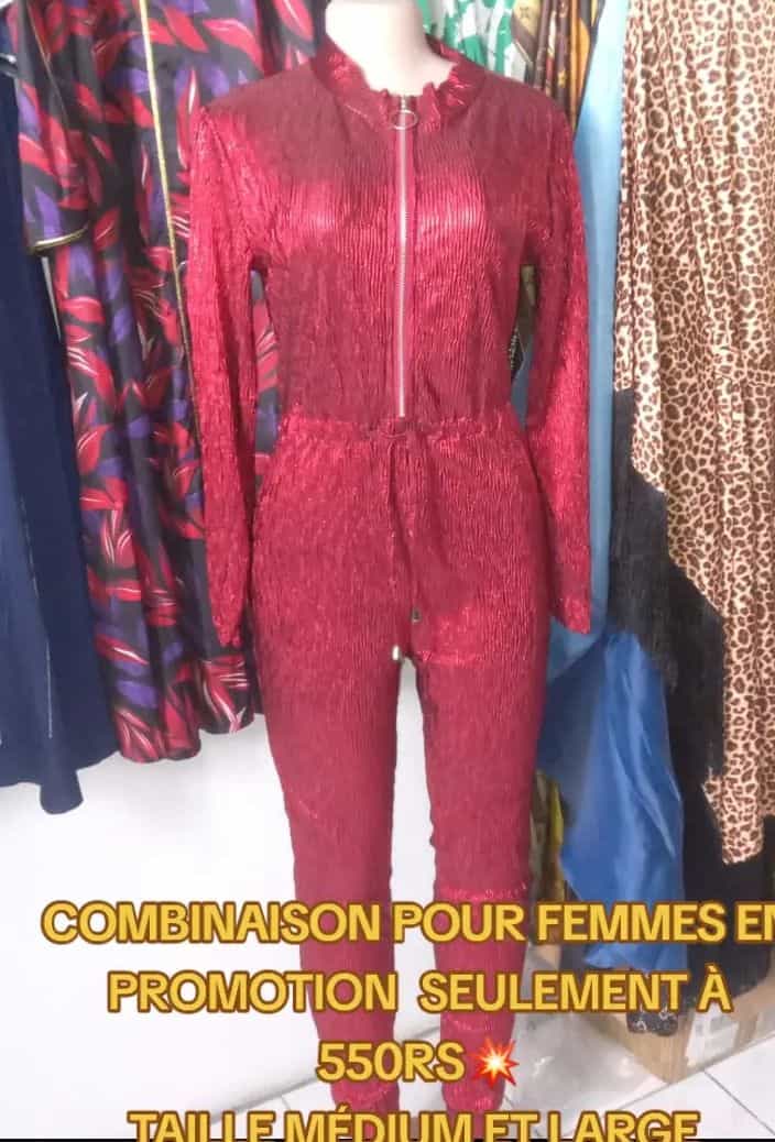 Women's Red Metallic Jumpsuit