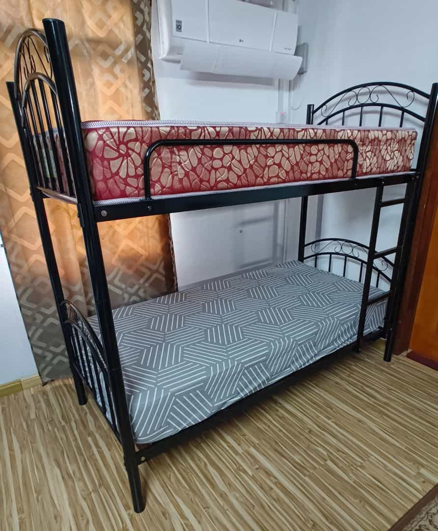 Black Metal Bunk Bed with Two Mattresses